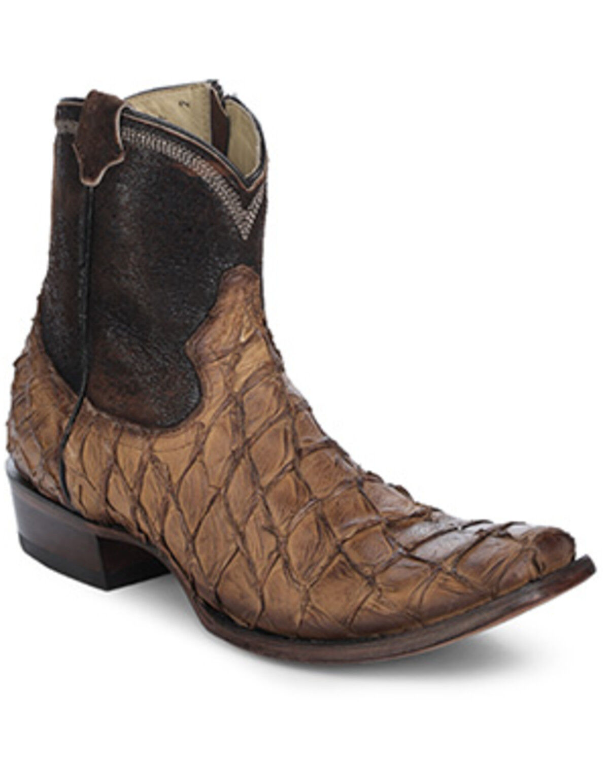 Men's Corral Exotic Pirarucu Western Ankle Boots - Snip Toe