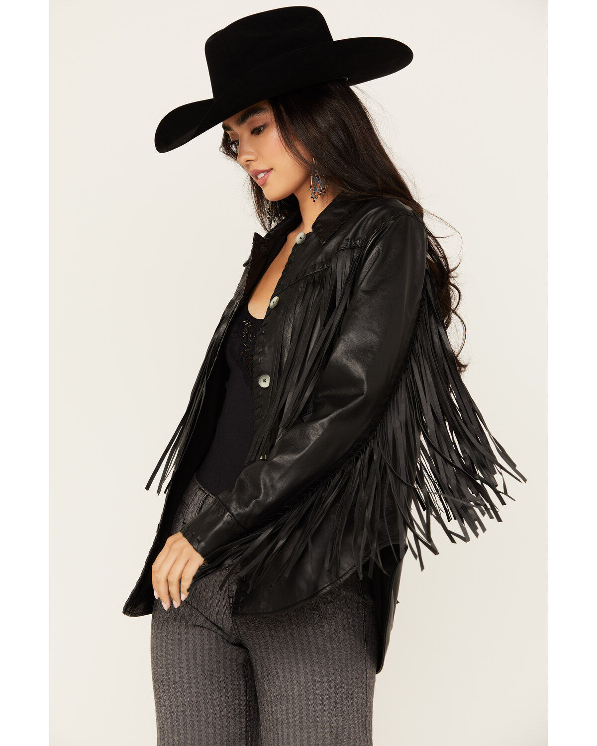 Women's Idyllwind Amburn Leather Fringe Shacket