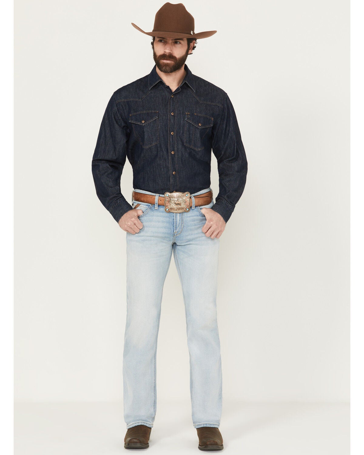 Men's Ariat M7 Grizzly Light Wash Slim Straight Stretch Denim Jeans