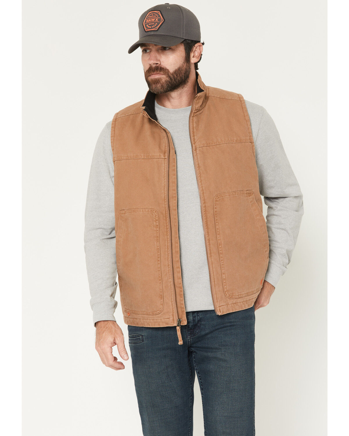Men's Hawx Fleece Lined Solid Duck Canvas Vest