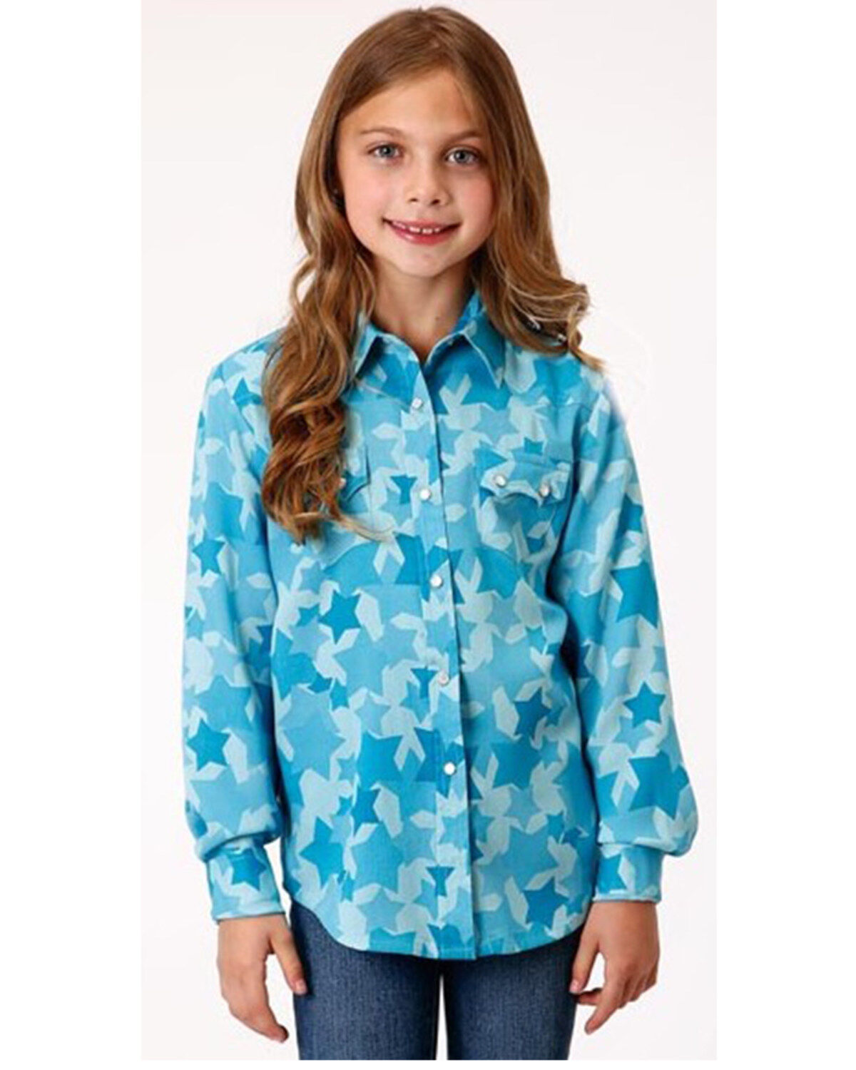 Girls' Roper Rodeo Star Printed Western Snap Shirt