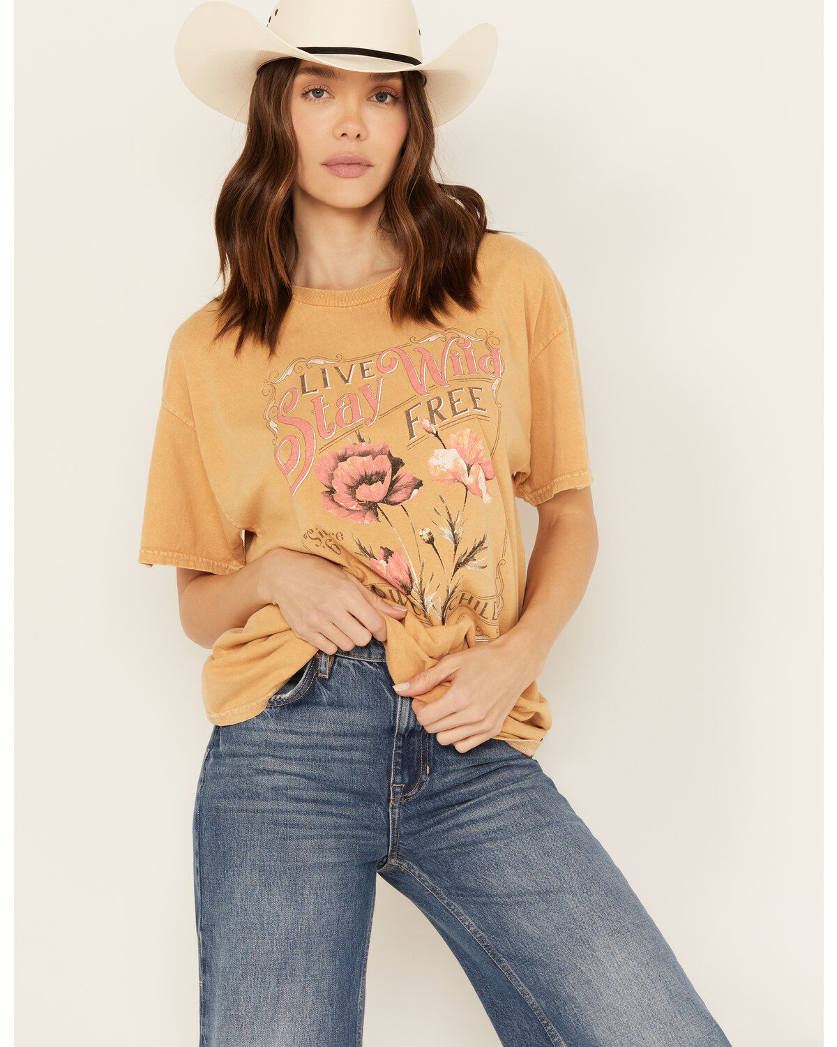 Women's Youth in Revolt Floral Stay Wild Graphic Short Sleeve Graphic