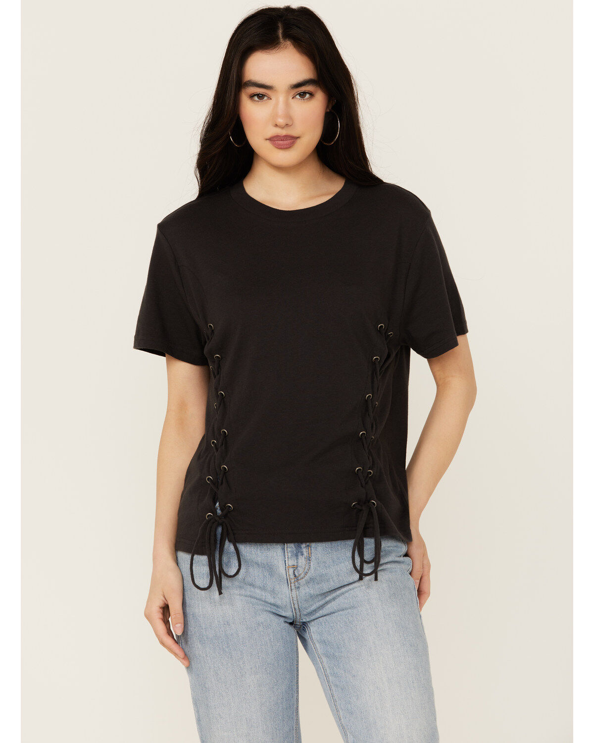 Women's Blended Side Grommet Short Sleeve Tee