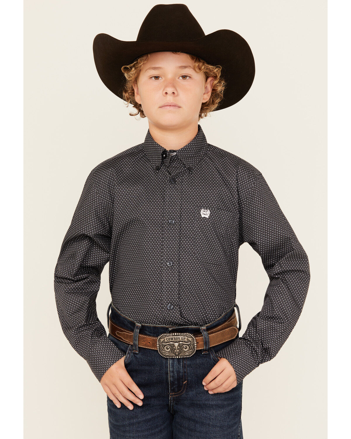 Boys' Cinch Dot Geo Print Long Sleeve Button-Down Western Shirt