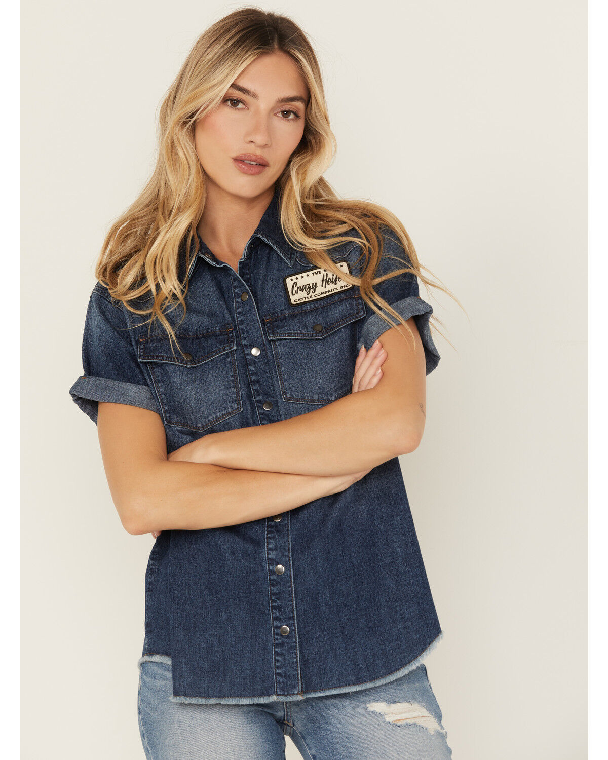 Women's Idyllwind Ellwood Dark Wash Short Sleeve Denim Shirt