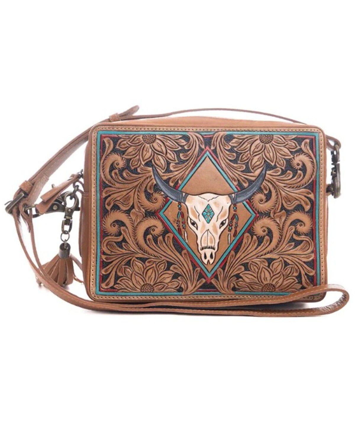 Women's Myra Bag Age Of The Steer Hand Tooled Crossbody Bag