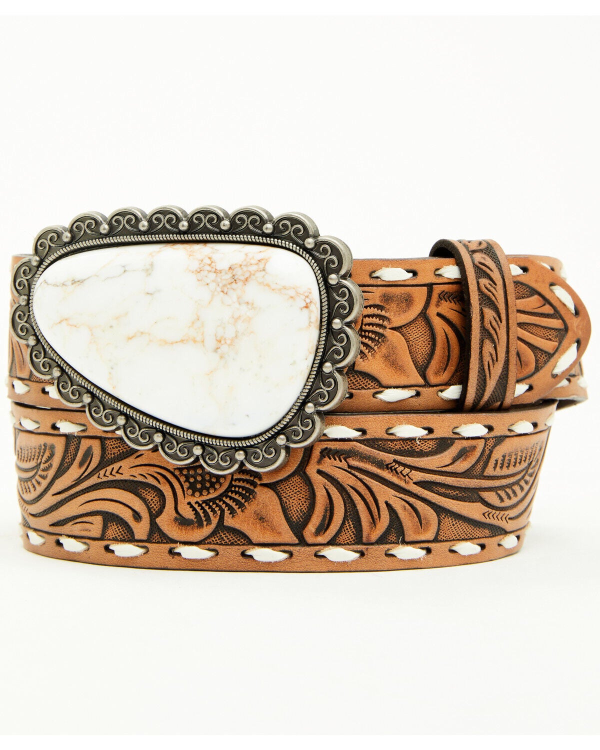 Women's Shyanne Whipstitch Stone Buckle Western Belt