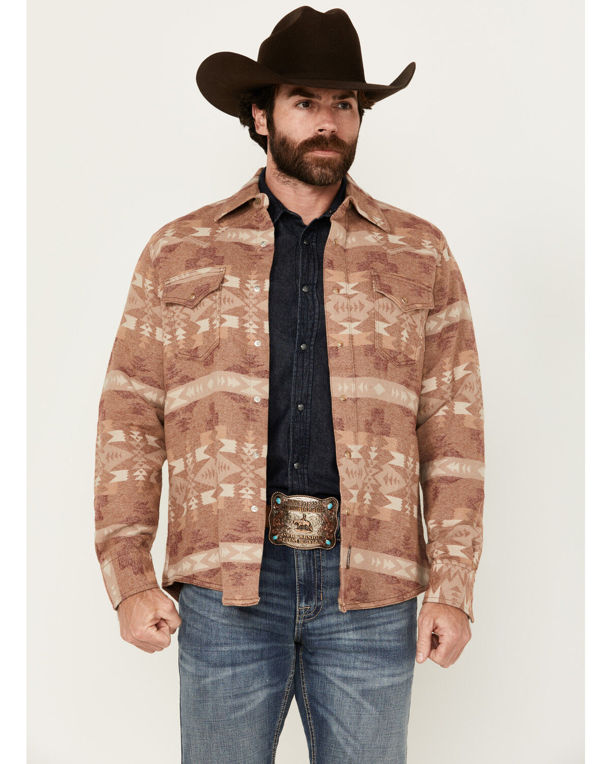 Men's Wrangler Retro Southwestern Print Long Sleeve Snap Western Shirt