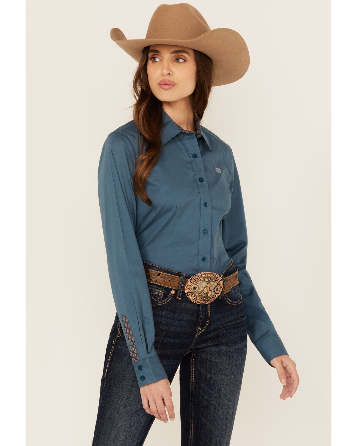 Women's Cinch Solid Long Sleeve Button-Down Stretch Western Shirt