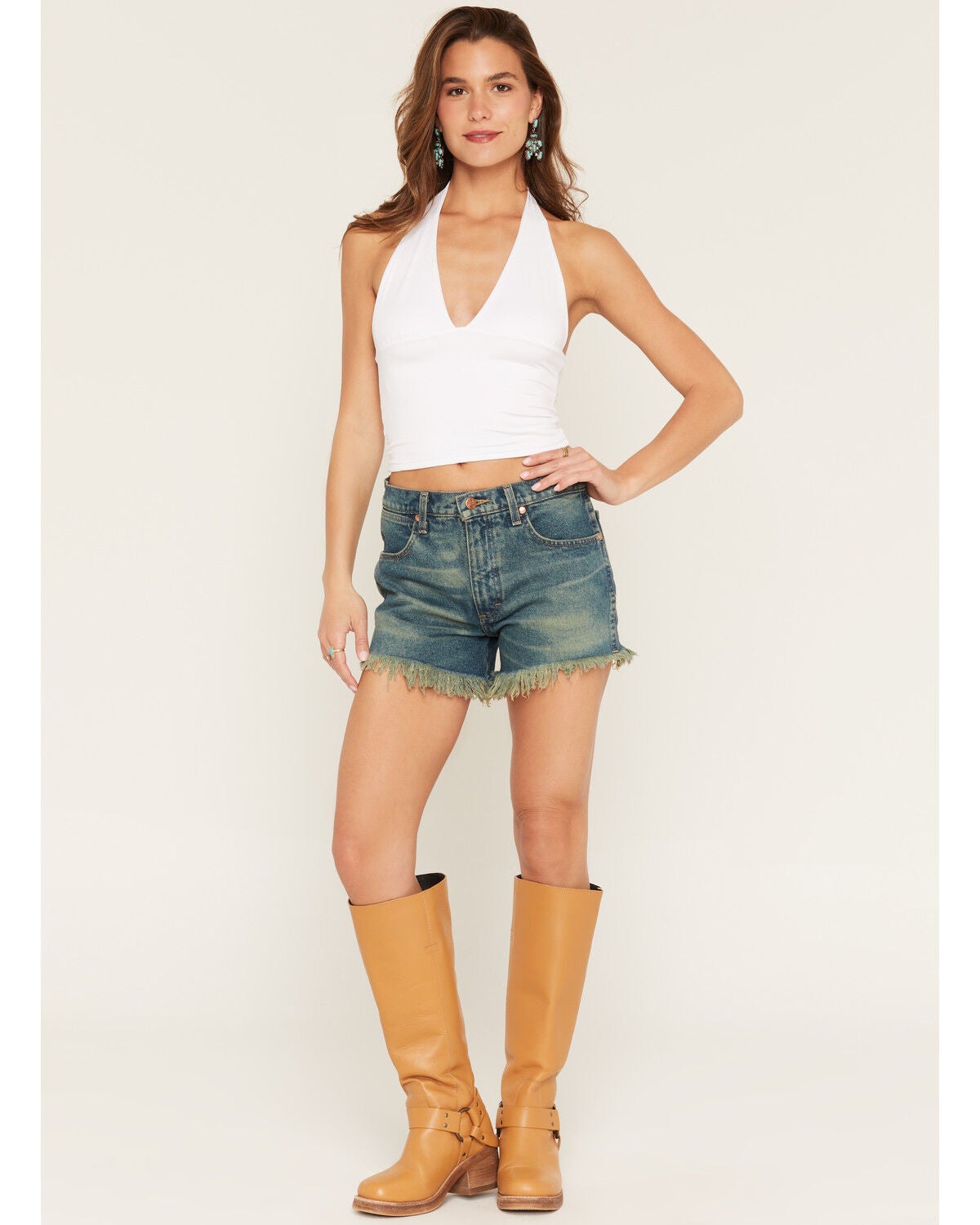 Women's Wrangler Dark Wash High Rise Reworked Denim Shorts