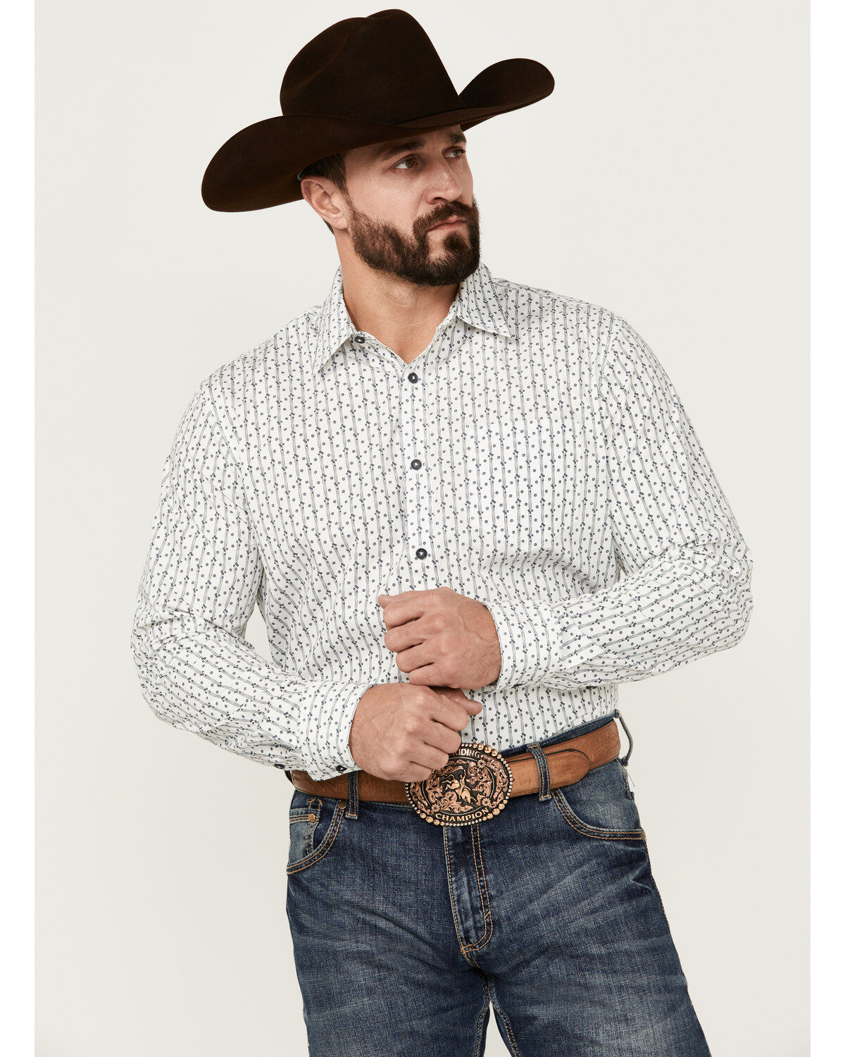 Men's Gibson Trading Co Flower Power Floral Print Long Sleeve Button-D