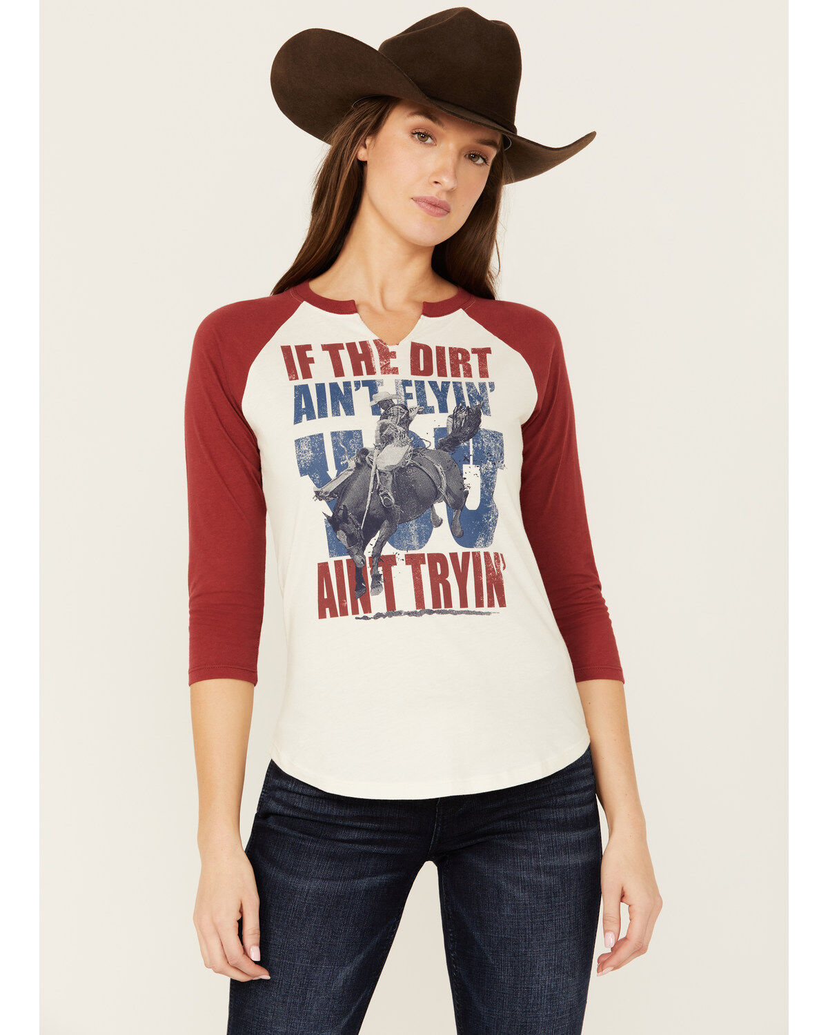 Women's Shyanne 3/4 Sleeve Split Neck Graphic Tee