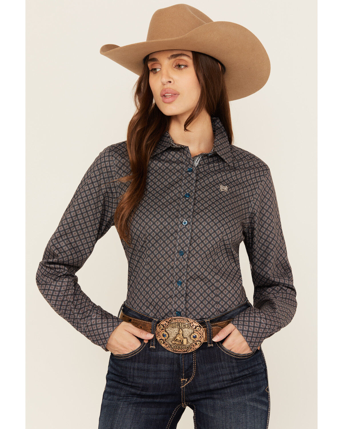 Women's Cinch Geo Print Long Sleeve Button-Down Western Shirt