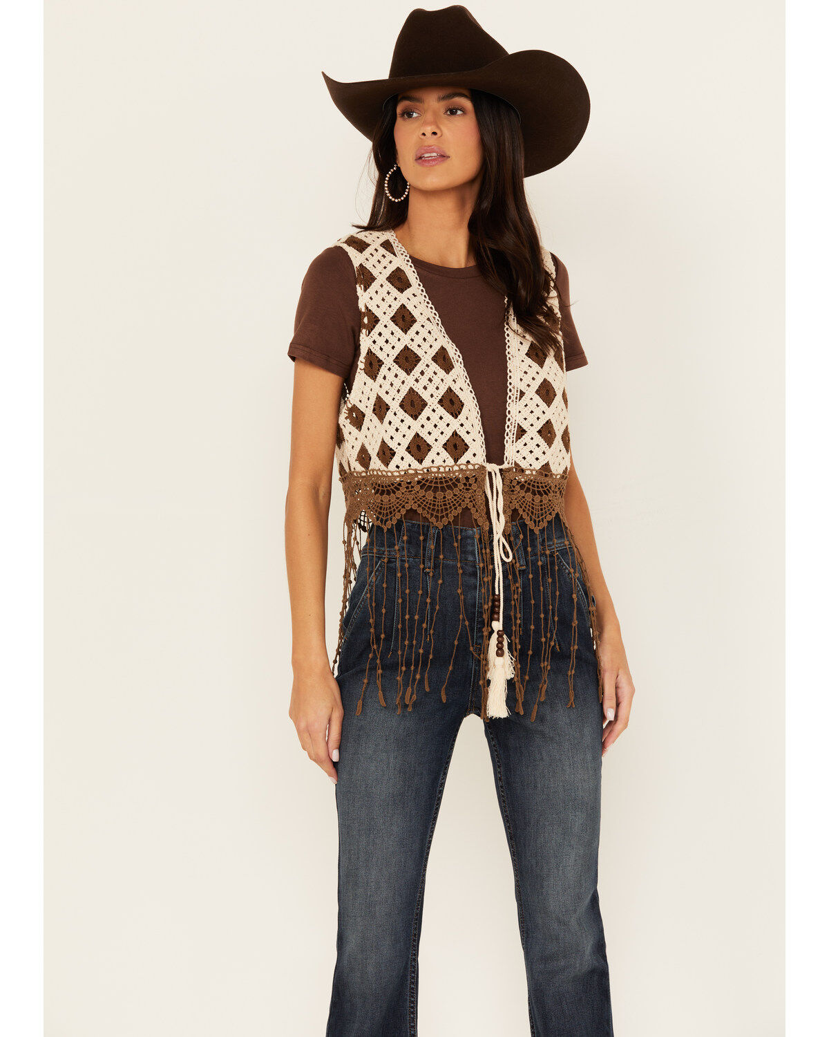 Women's Miss Me Crochet Fringe Vest