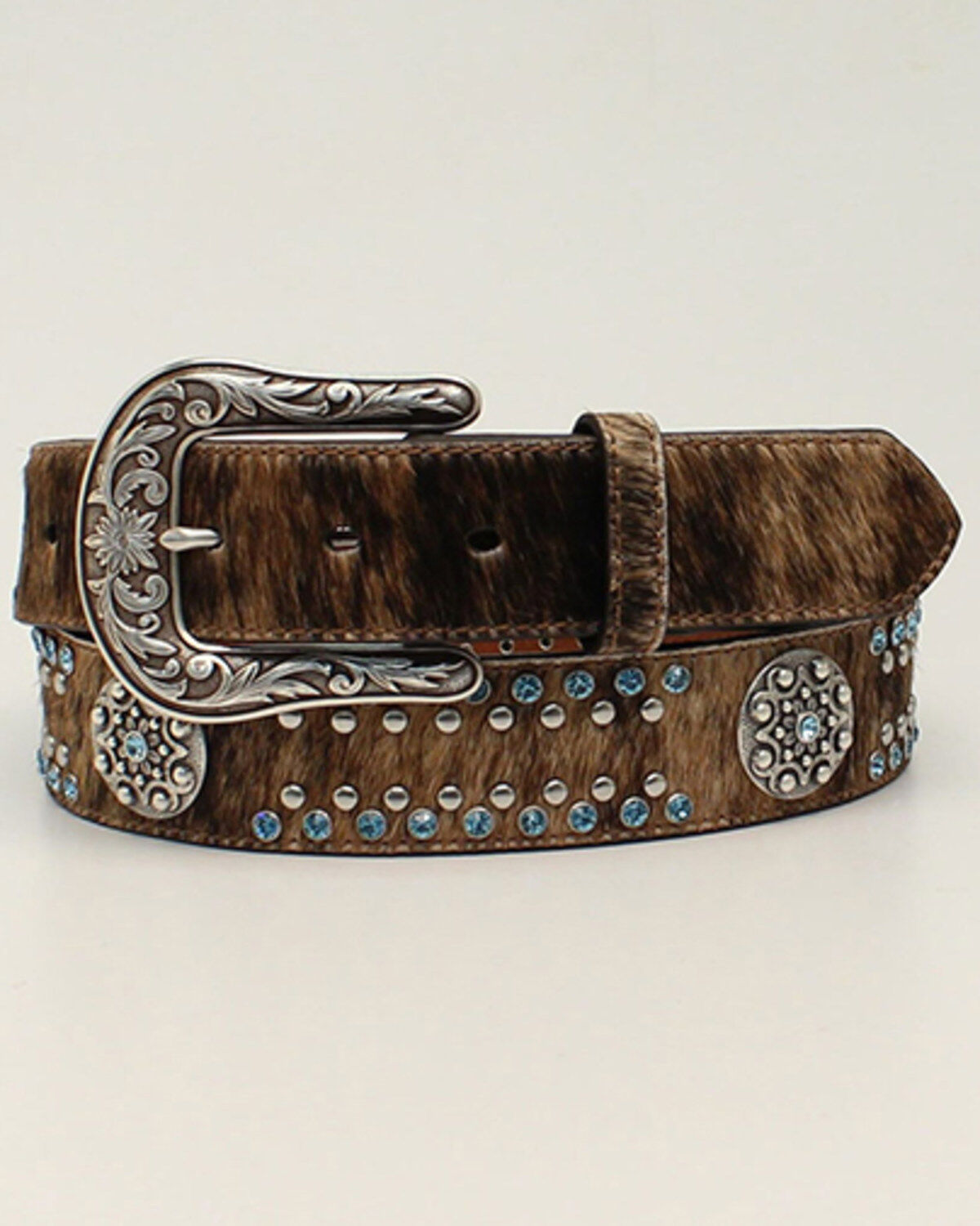 Women's M & F Western Calf Hair Concho Studded Belt