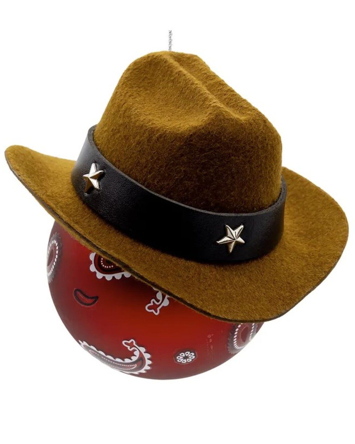 Kurt Adler Glass Western Ball with Felt Hat Ornament