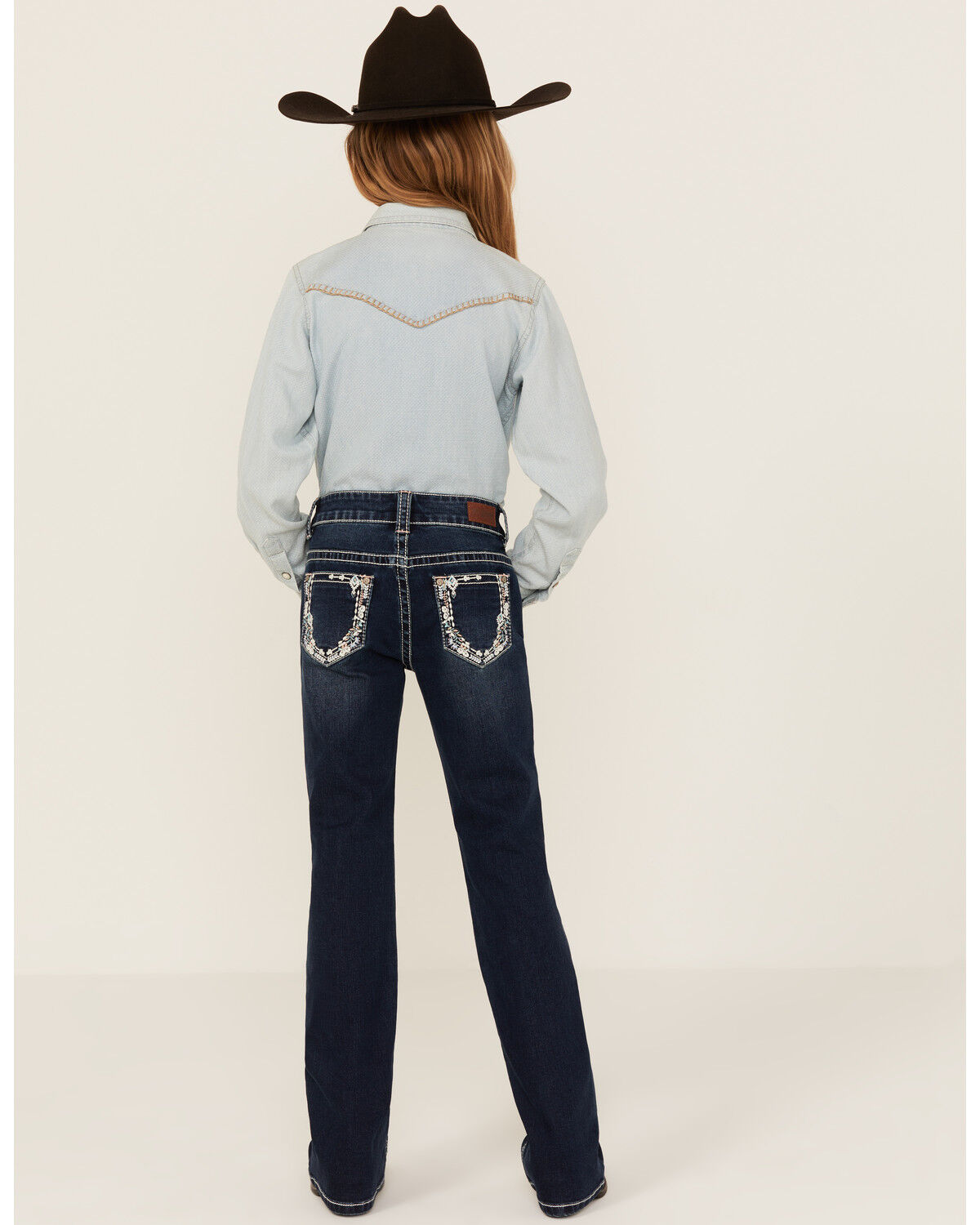 Girls' Shyanne Southwestern Floral Border Pocket Stretch Bootcut Jeans