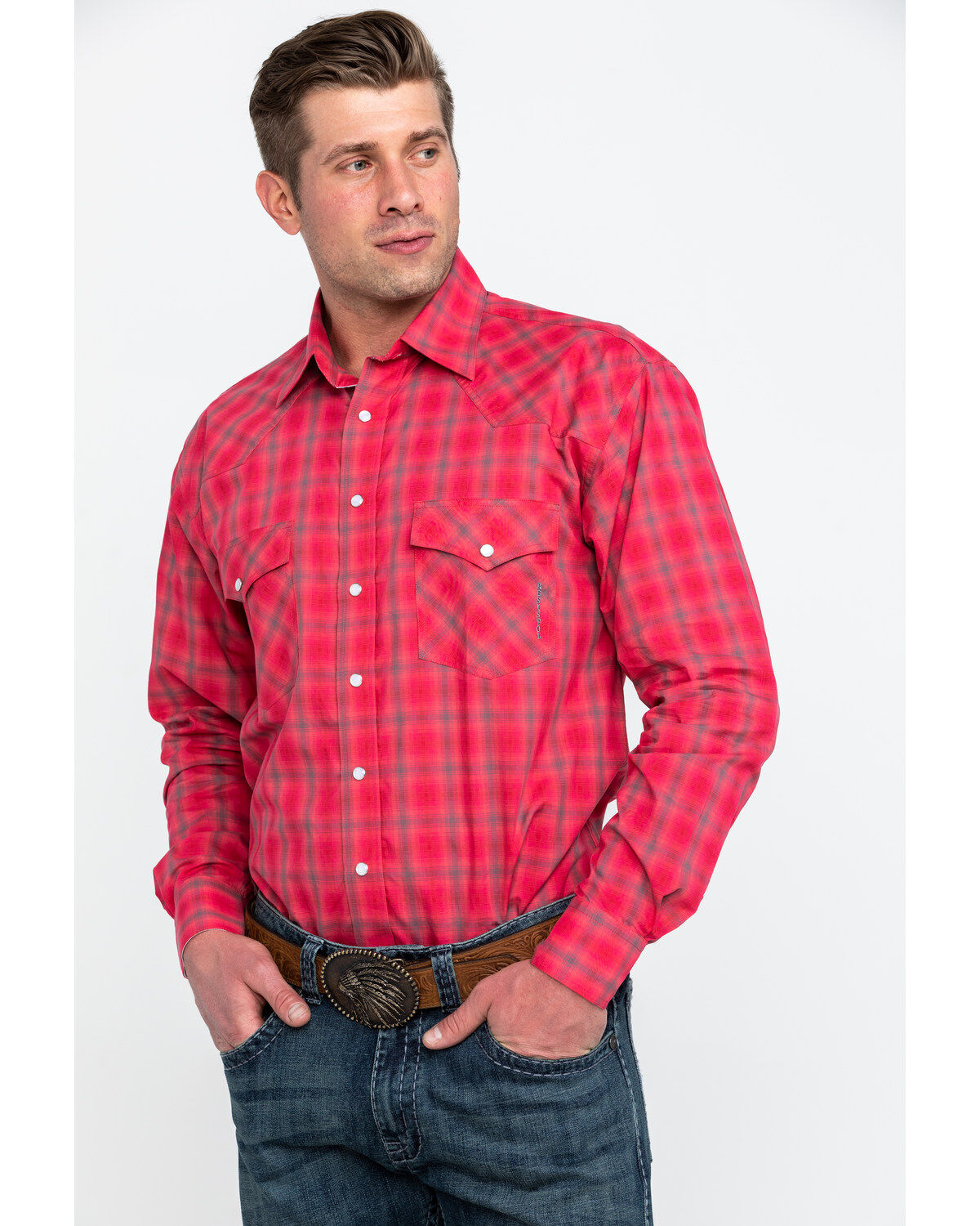Men's Resistol Connemara Med Plaid Long Sleeve Western Shirt
