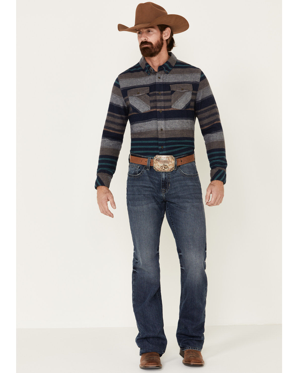 Men's United By Blue Brownstone Responsible Striped Long Sleeve Wester