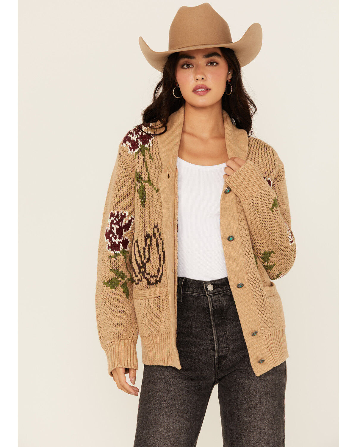 Women's Tasha Pollizzi Floral Horse Button-Down Sweater