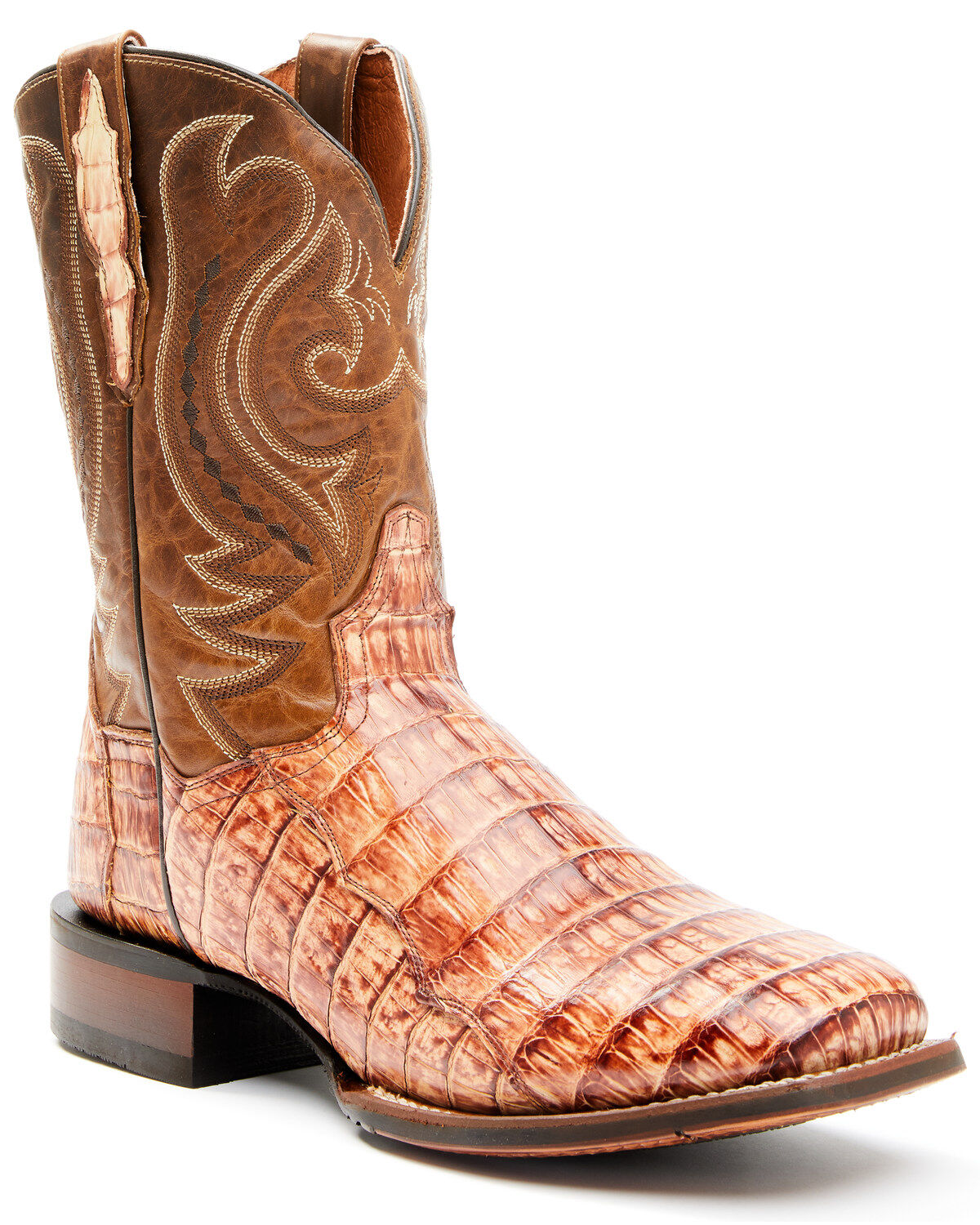 Men's Dan Post Tan Caiman Belly Western Boots - Broad Square Toe