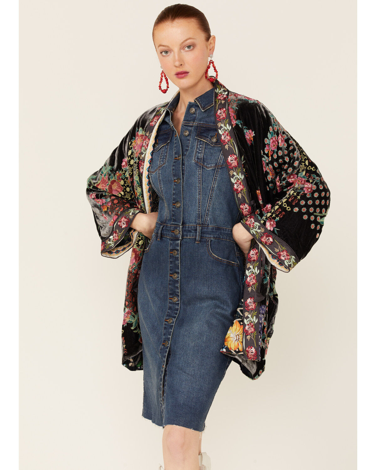 Women's Johnny Was Multicolored Rose Burnout Talullah Reversible Kimon