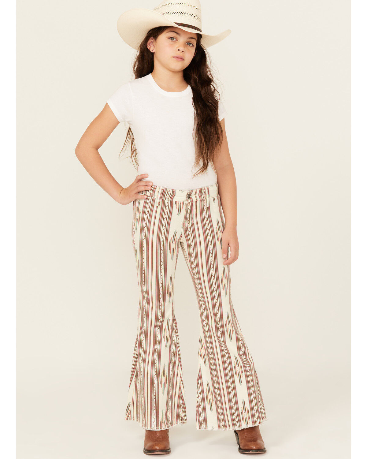Girls' Rock & Roll Denim Southwestern Striped Flare Stretch Denim Jean