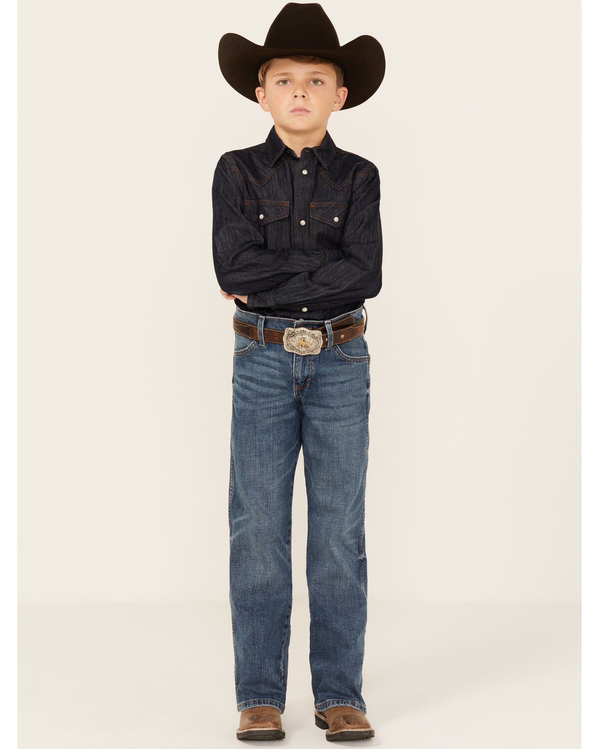 Boys' Wrangler Retro Medium Wash Relaxed Bootcut Stretch Denim Jeans