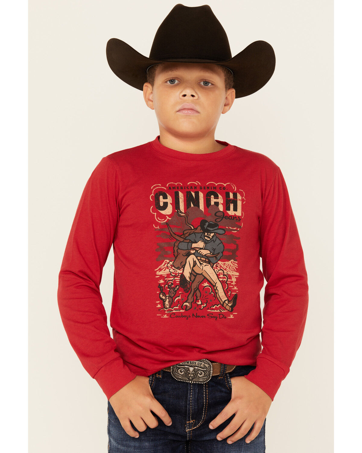 Boys' Cinch Cowboy Logo Long Sleeve Graphic T-Shirt