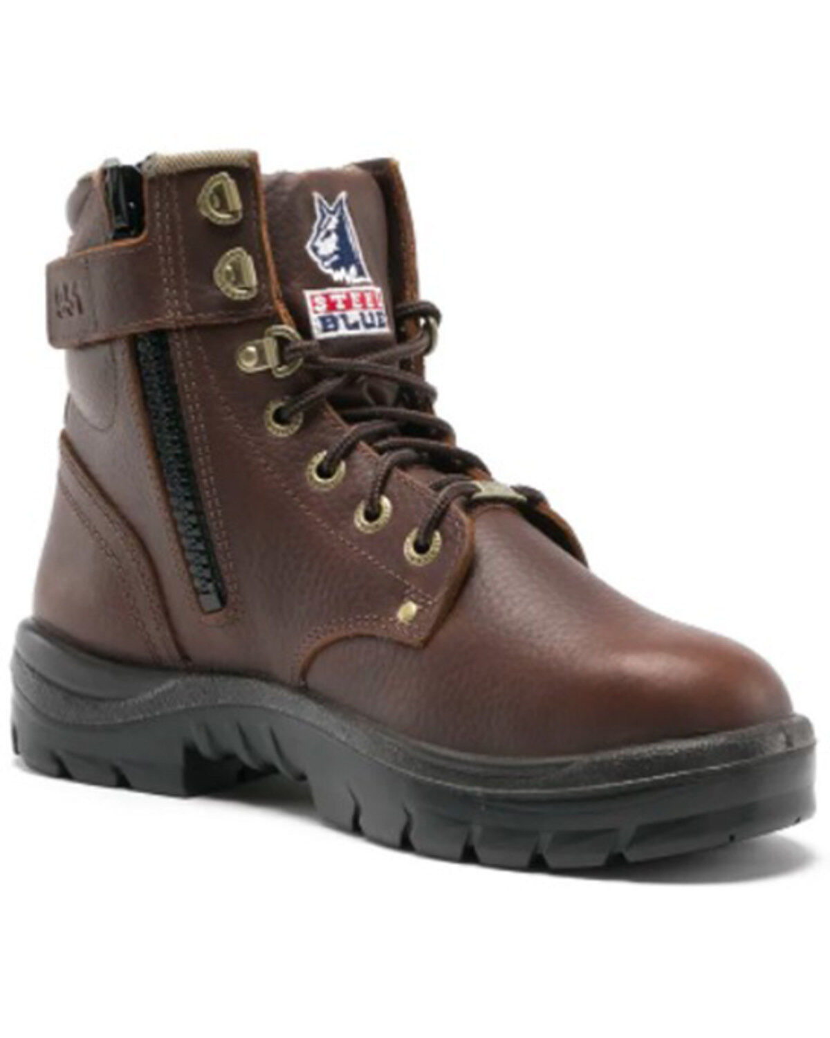 Men's Steel Blue Argyle 6" Zip & Lace-Up Work Boots - Soft Toe