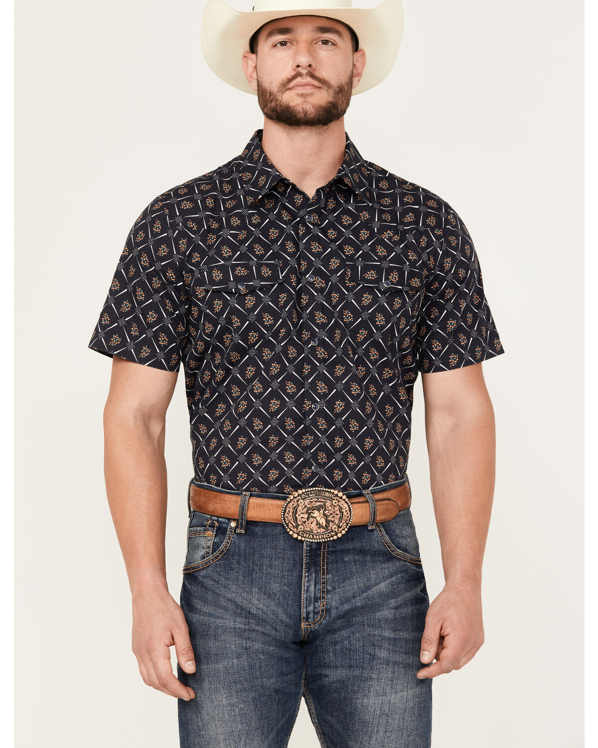 Men's Gibson Trading Co Floral Geo Print Short Sleeve Snap Shirt