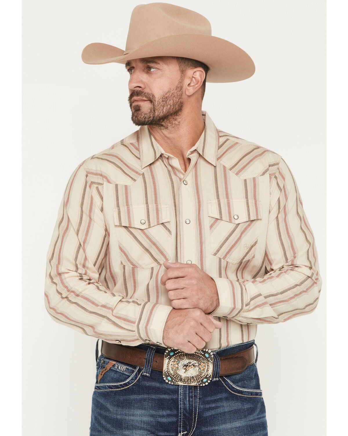 Men's Ariat Hines Retro Striped Long Sleeve Snap Western Shirt