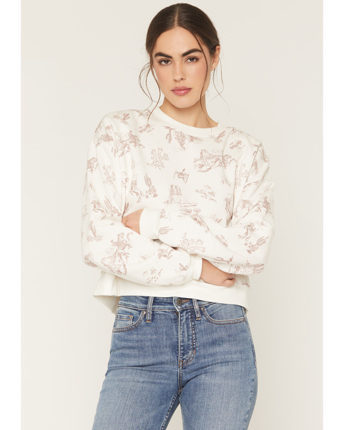 Women's Originality Conversational Print Crew Neck Sweatshirt