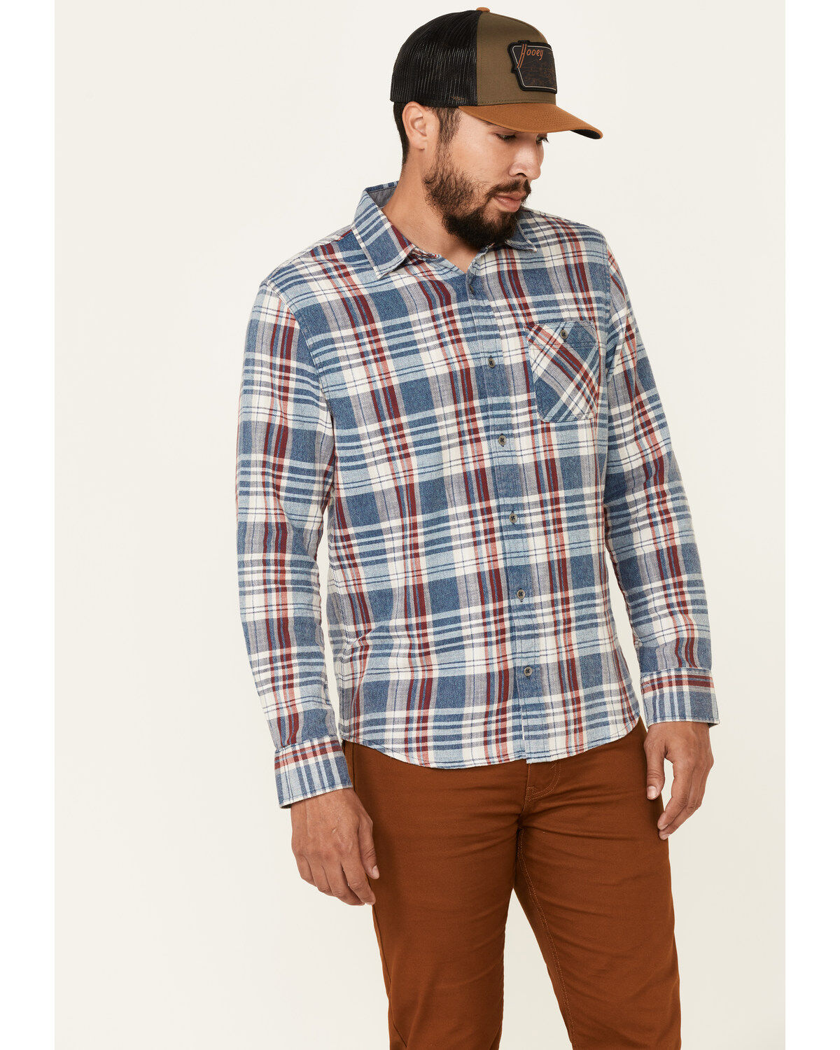 Men's Flag & Anthem Valinda Large Plaid Long Sleeve Button Down Wester
