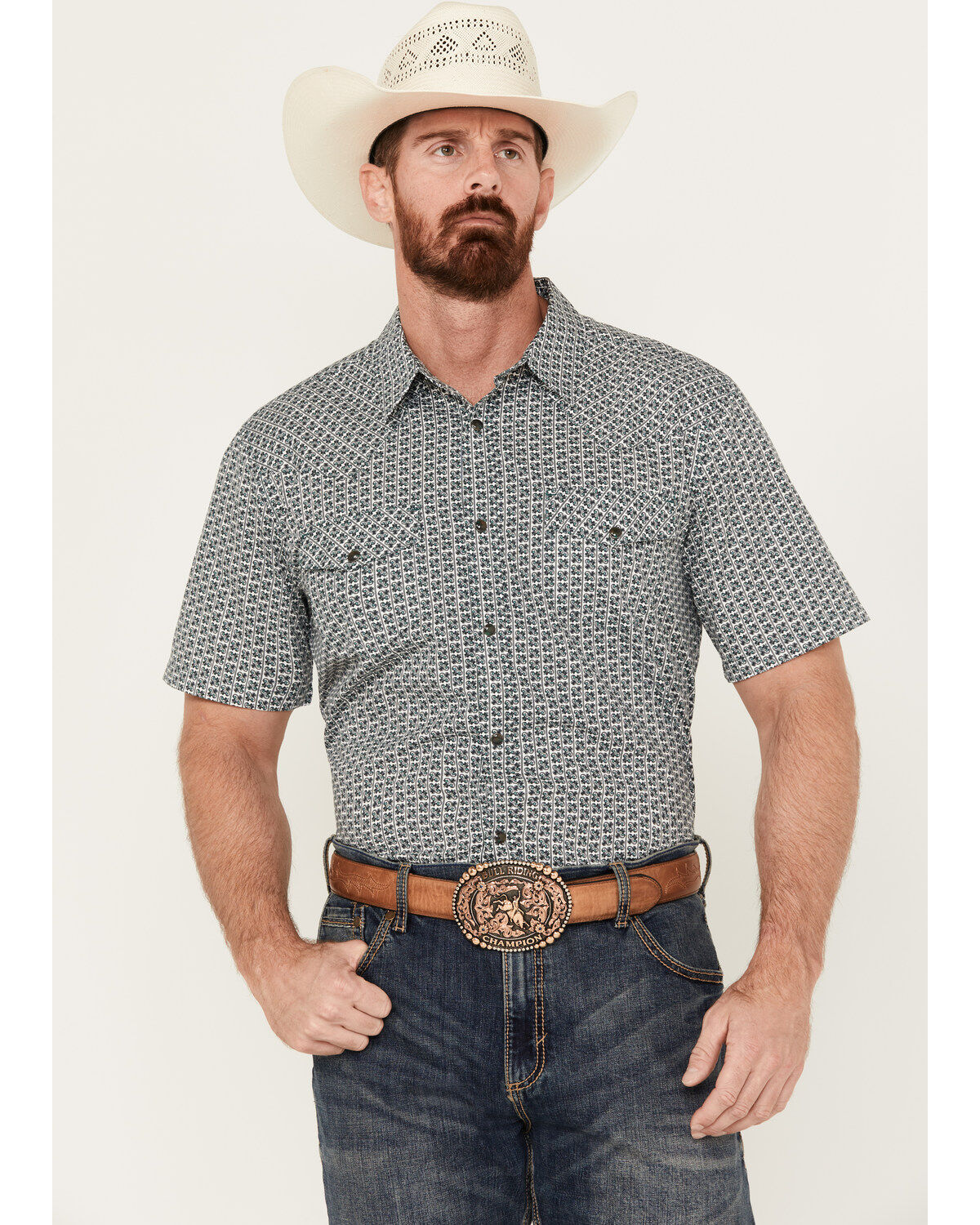 Men's Gibson Trading Co. Water Floral Print Short Sleeve Snap Western