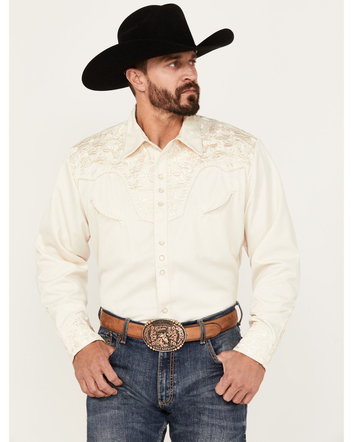 Men's Scully Gunfighter Embroidery Long Sleeve Snap Western Shirt