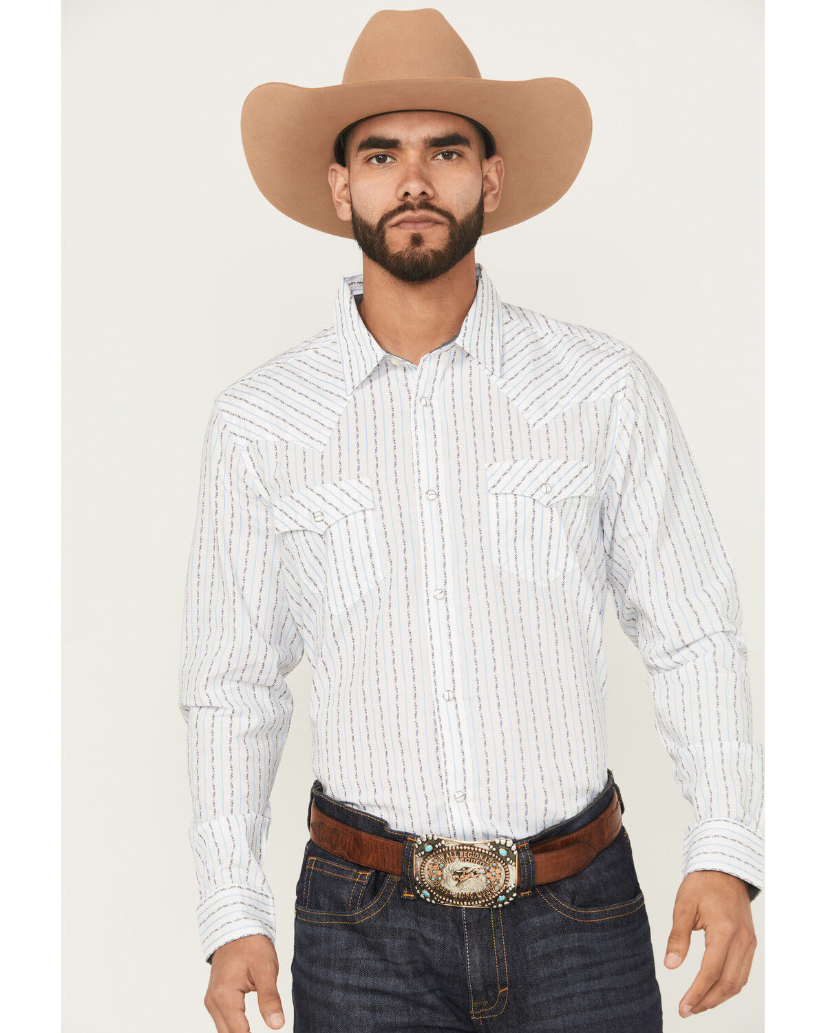 Men's Cody James Wild West Striped Long Sleeve Snap Western Shirt