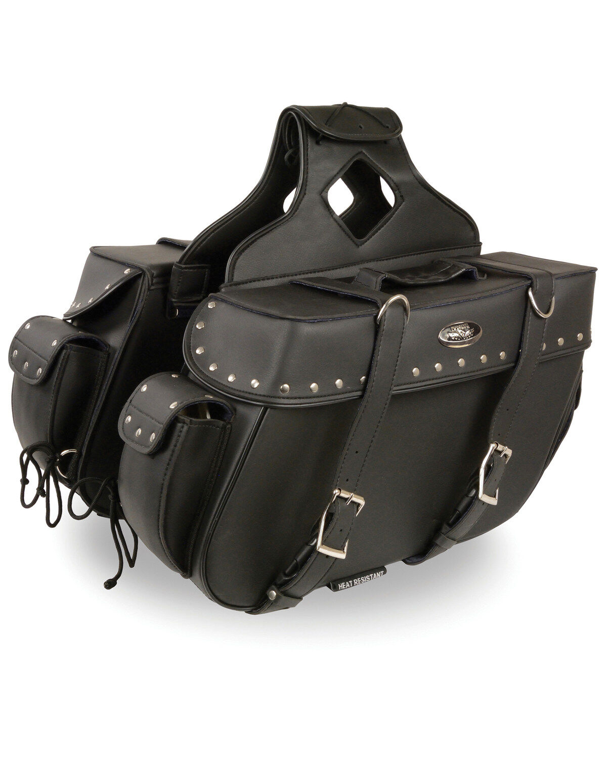 Milwaukee Leather Large Zip-Off Throw Over Riveted Saddle Bag