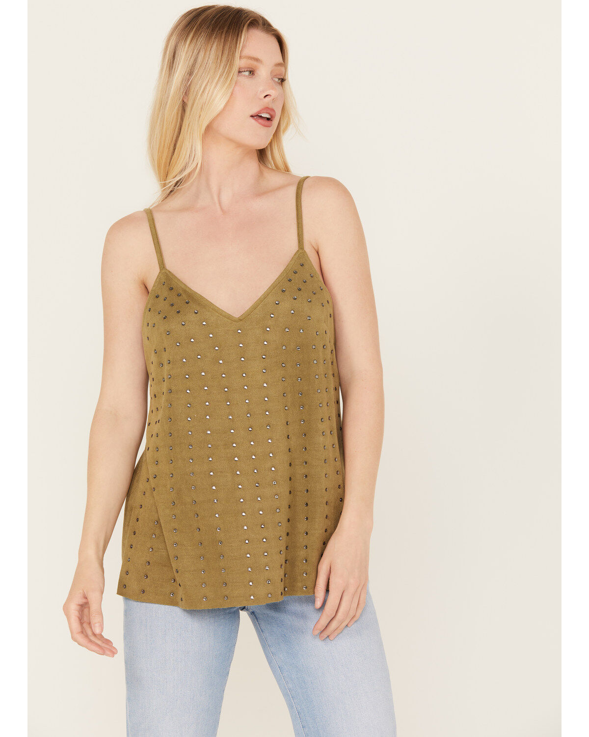 Women's Vocal Studded Faux Suede Cami Top
