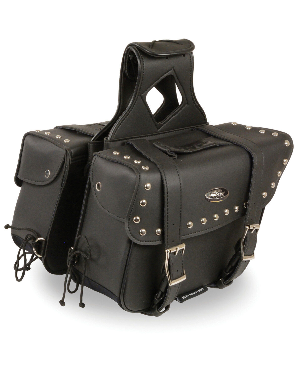 Milwaukee Leather Medium Zip-Off Slanted Throw Over Studded Saddle Bag