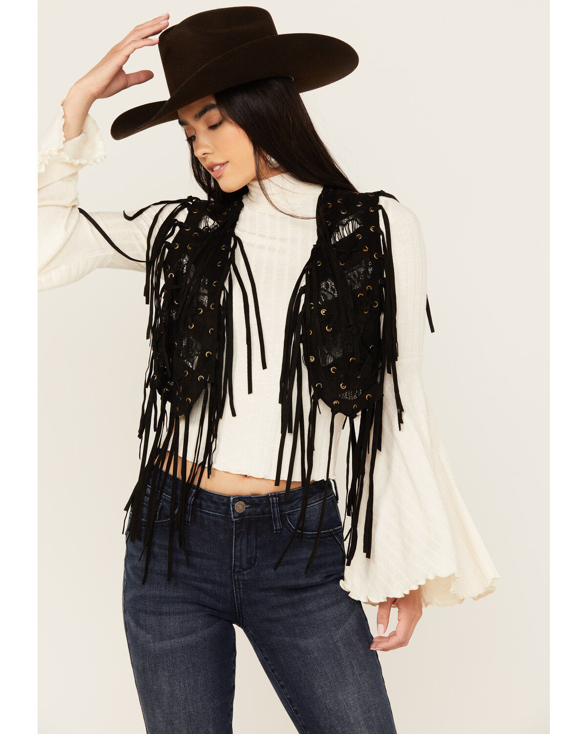Women's Vocal Braided Lace Fringe Vest