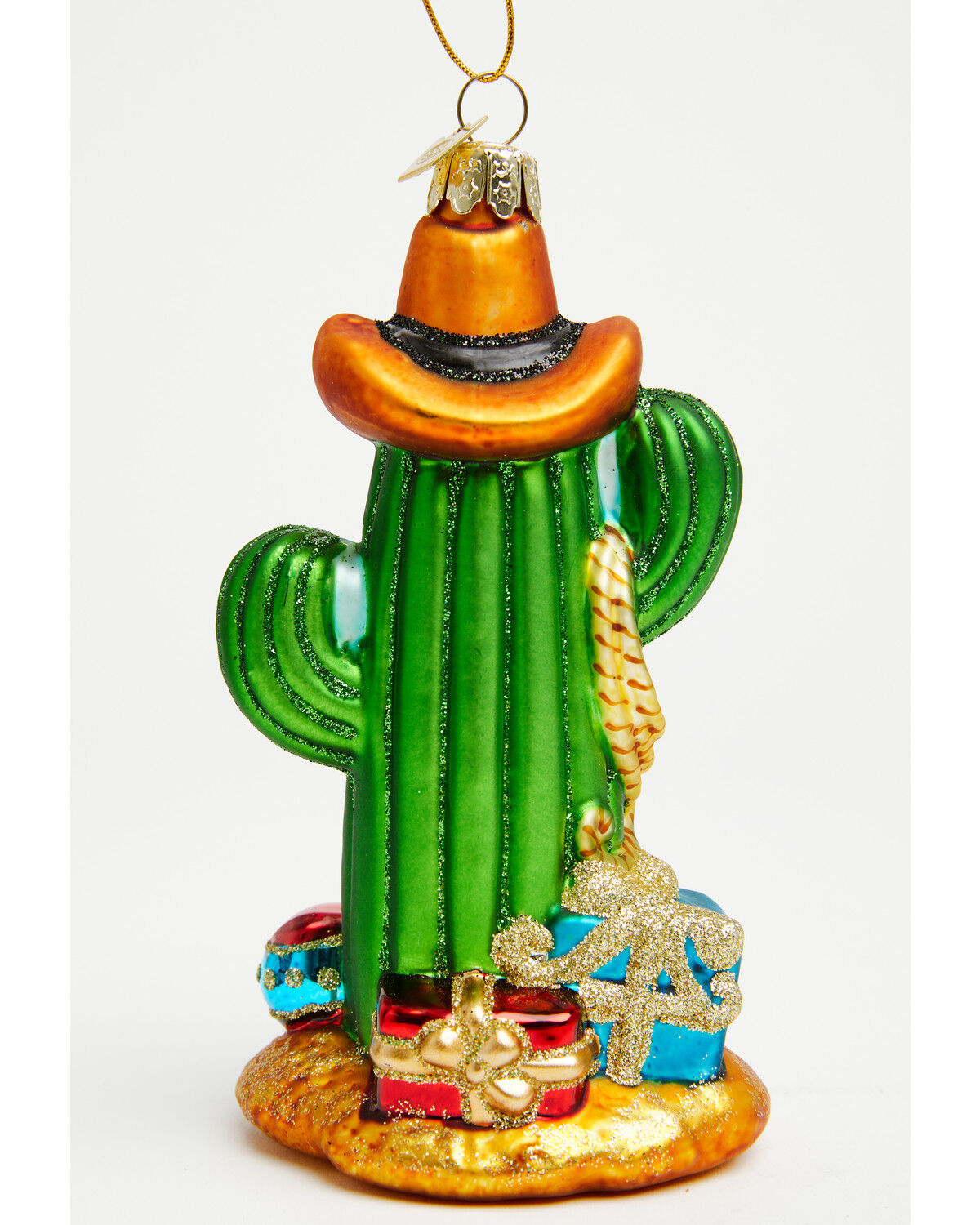 Kurt Adler Noble Gems Glass Cowboy Cactus Ornament