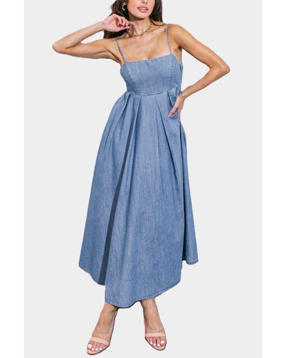 Women's Flying Tomato Captivating Heart Denim Midi Dress