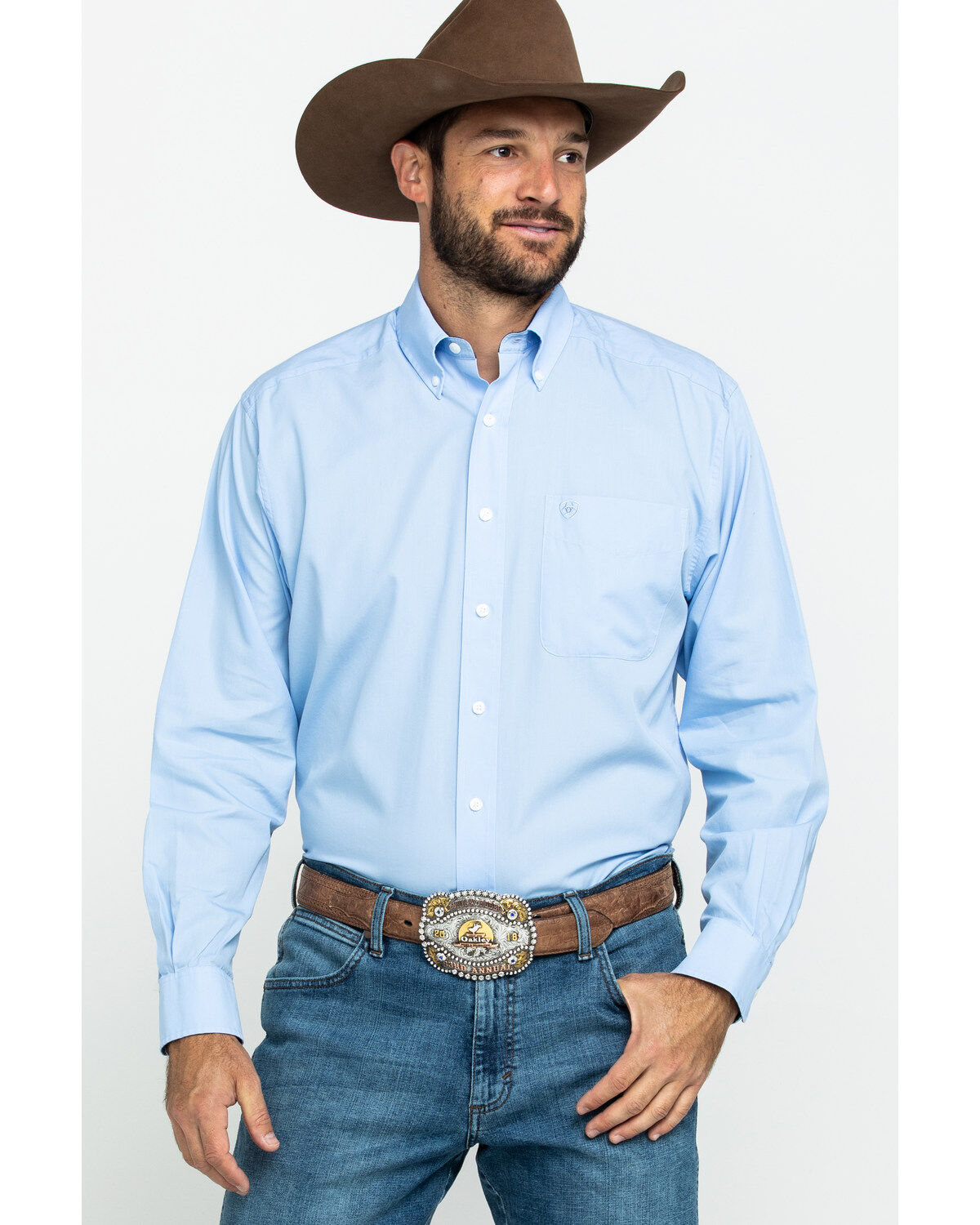 Men's Ariat Wrinkle Free Solid Long Sleeve Button Down Western Shirt