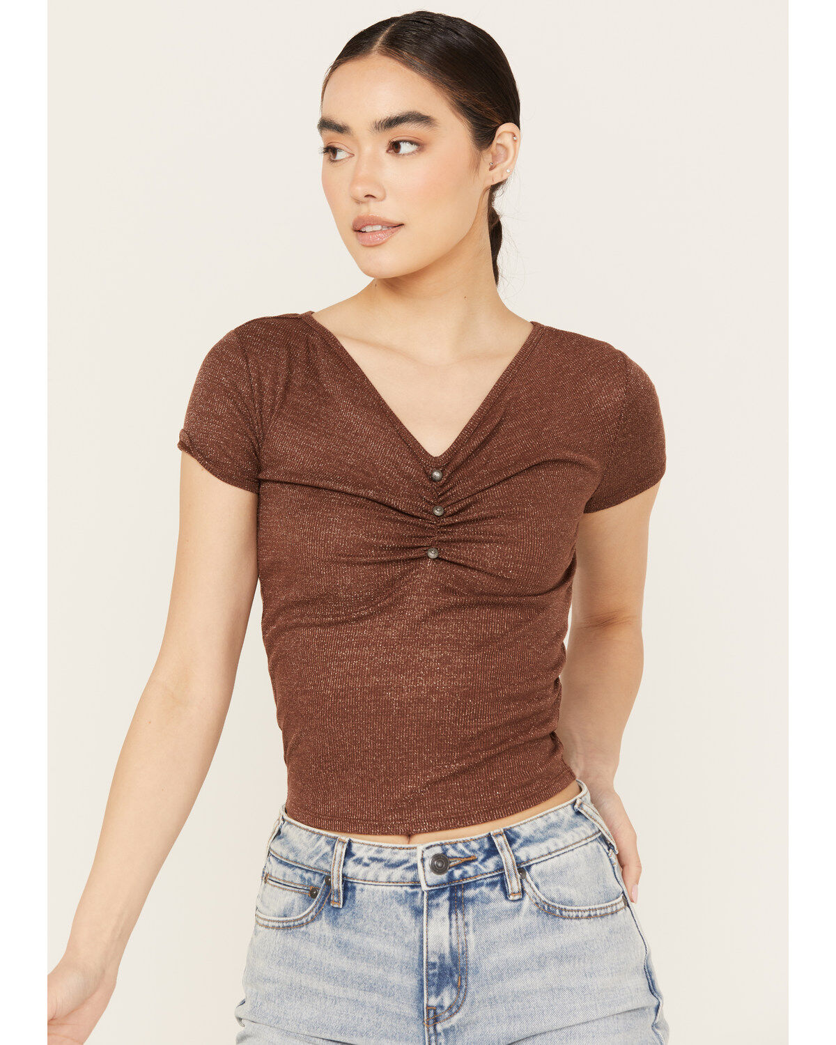 Women's Shyanne Metallic Rib Tee