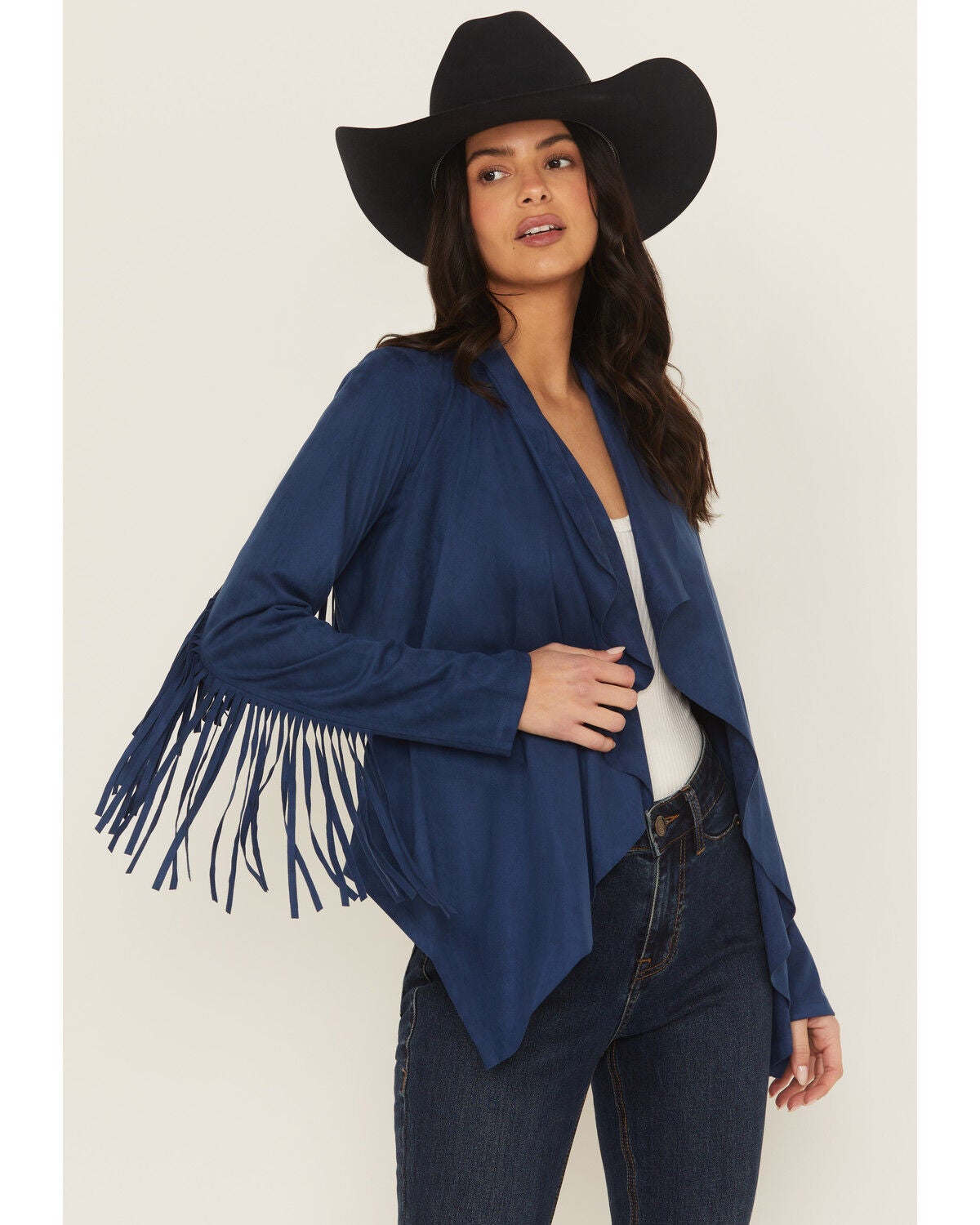 Women's Shyanne Cascade Front Fringe Faux Suede Fringe Jacket
