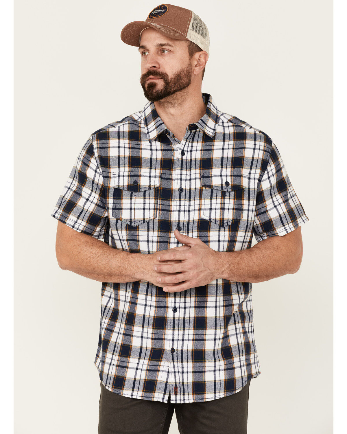 Men's Brothers and Sons Large Plaid Short Sleeve Button-Down Western S