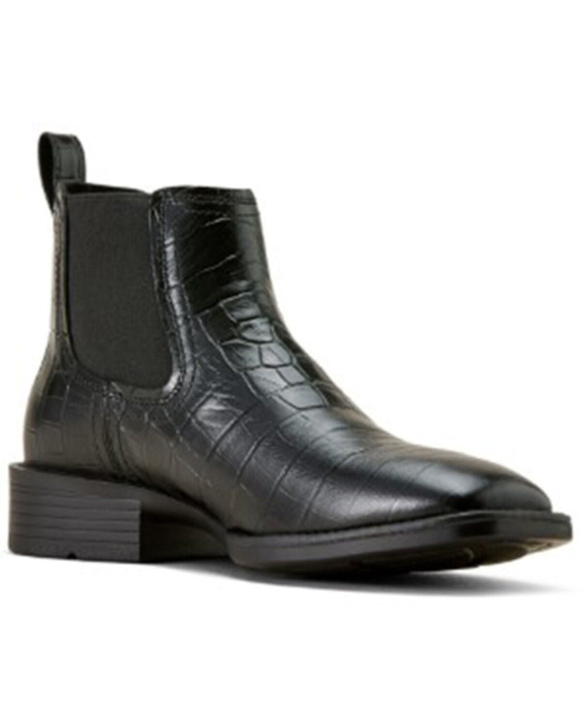 Men's Ariat Booker Crocodile Print Chelsea Boots - Broad Square Toe