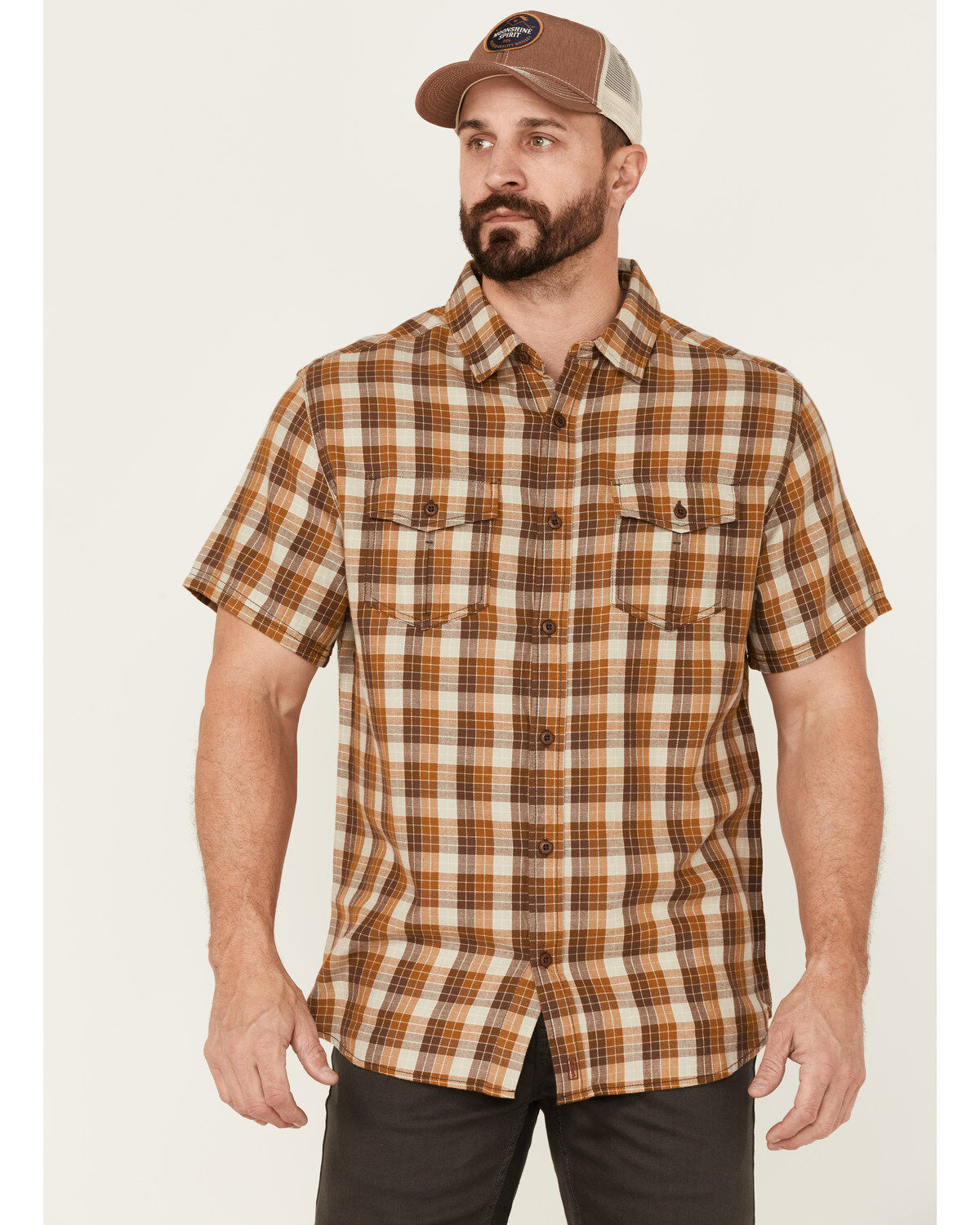 Men's Brothers and Sons Plaid Short Sleeve Button-Down Western Shirt
