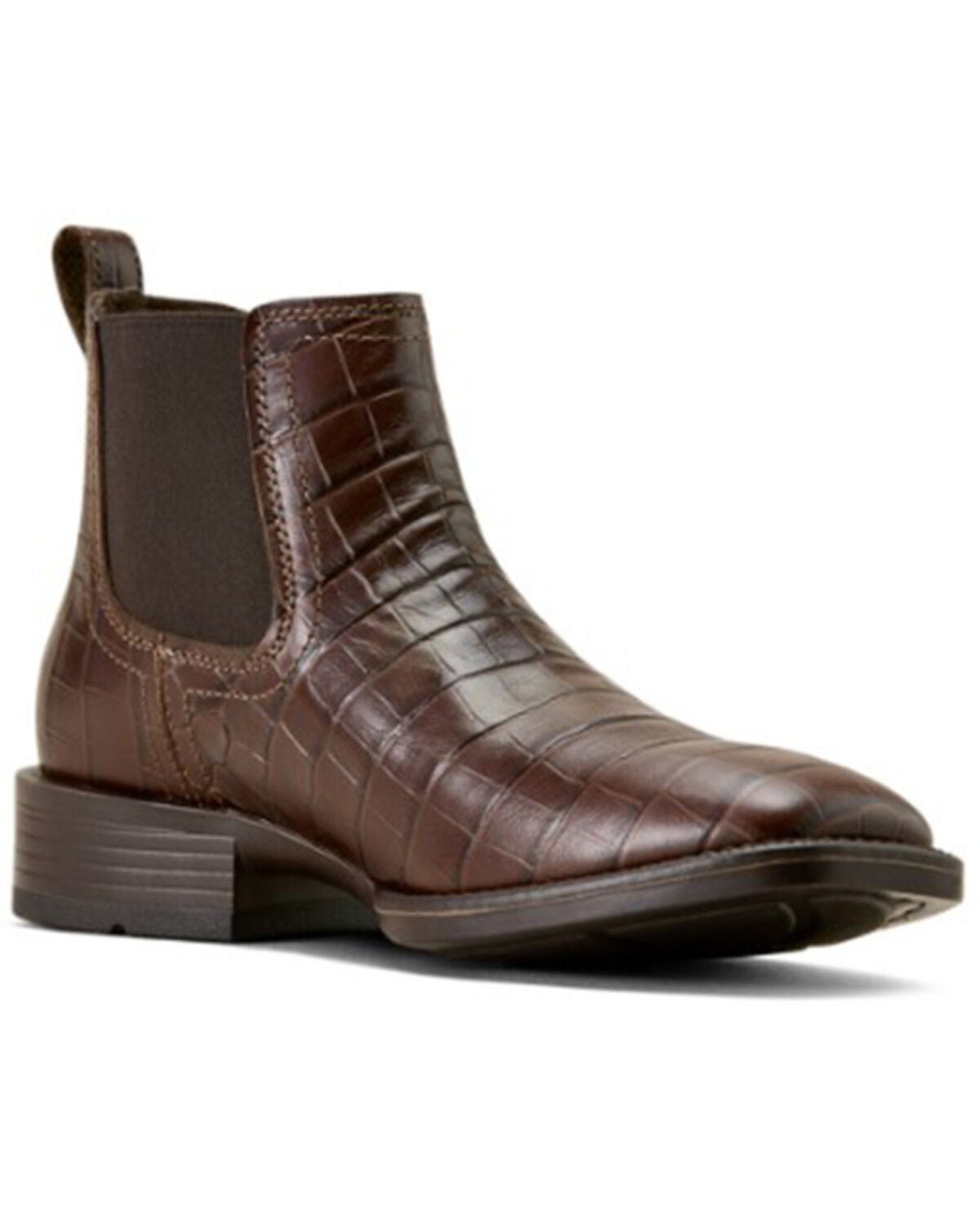 Men's Ariat Booker Crocodile Print Chelsea Boots - Broad Square Toe